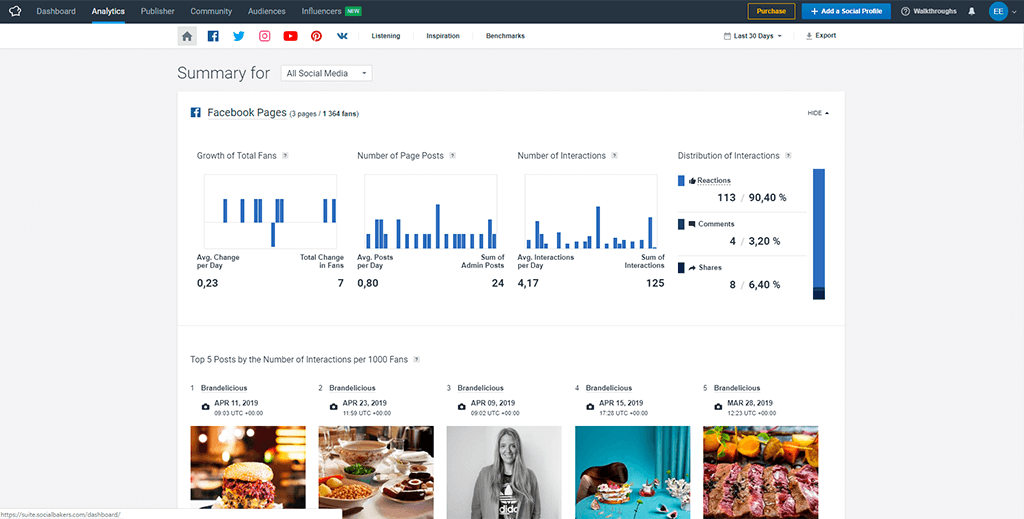 analytics summary - socialbakers