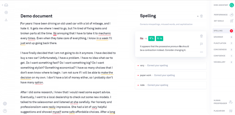 grammarly demo document