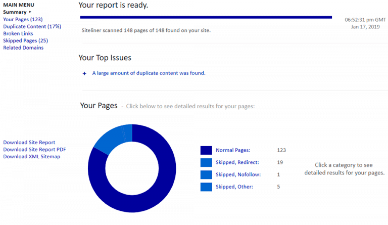 siteliner report