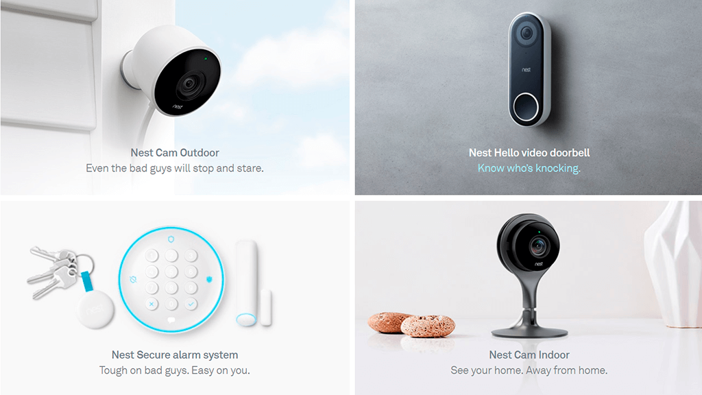 google's nest product page screenshot with grid layout.