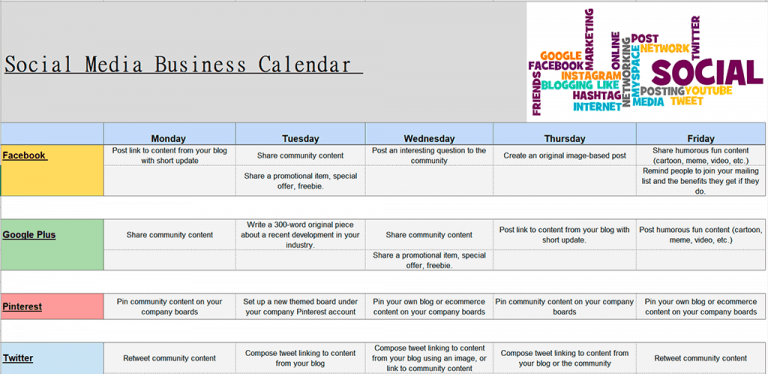 social media marketing calendar - met