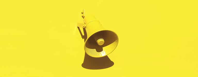 voice speaker with yellow background promotion