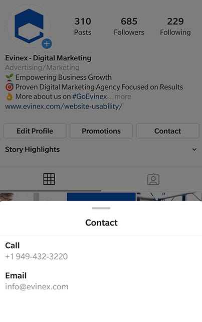 instagram evinex contact