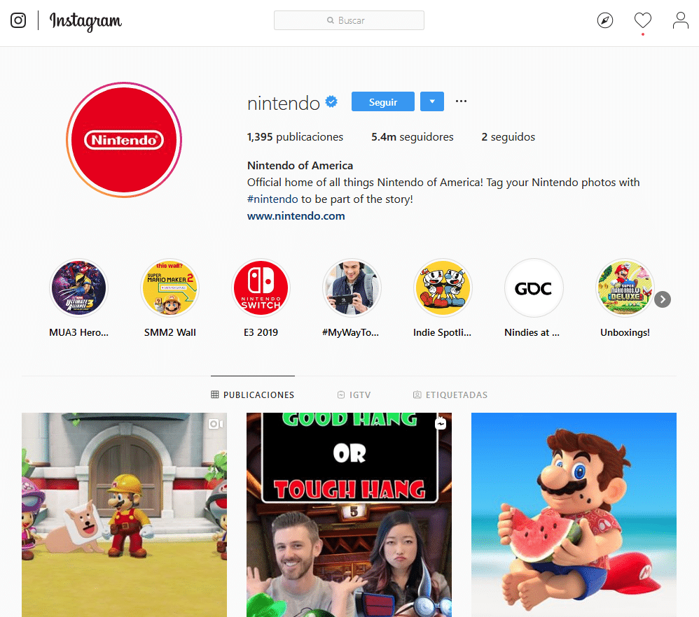 instagram nintendo's profile