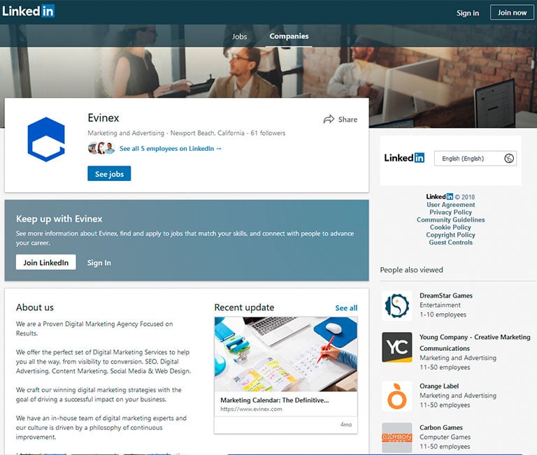 linkedin evinex company profile