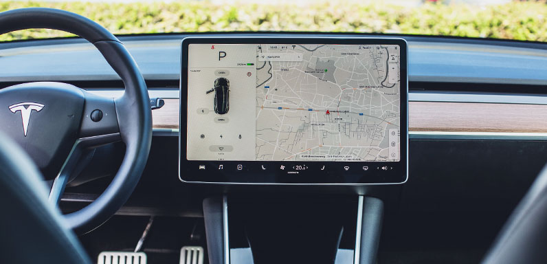 tesla car navigation interface