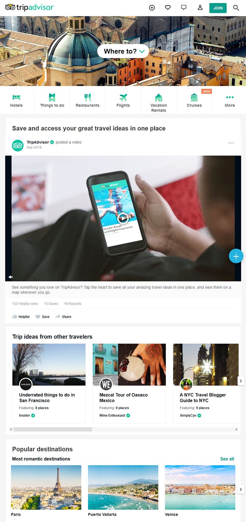 tripadvisor home screenshot
