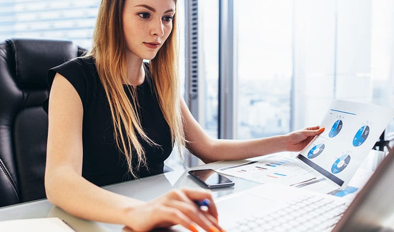 woman working with graphs