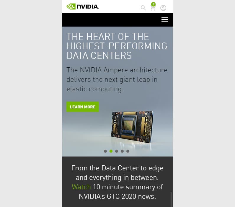 nvidia mobile site sreenshot