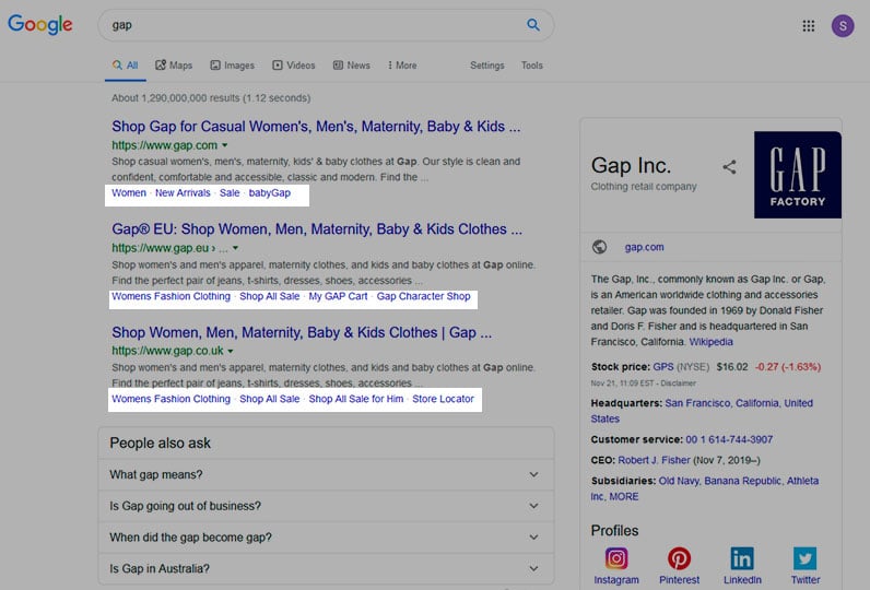 google search screenshot ad extensions