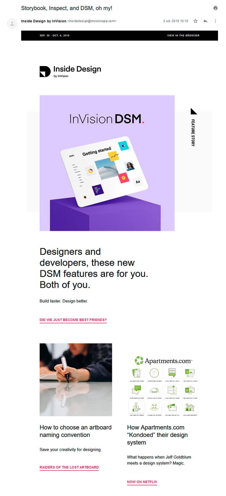 invision email screenshot