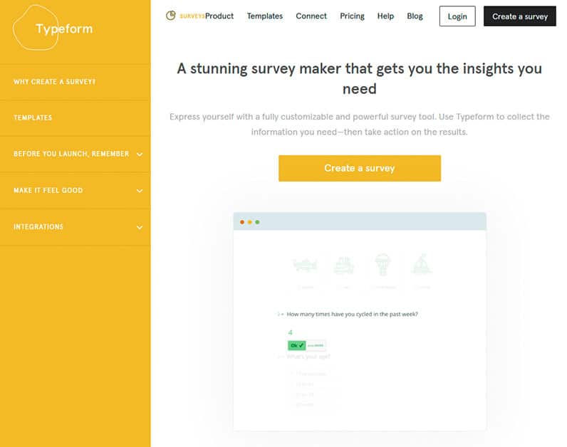 typeform surveys screenshot