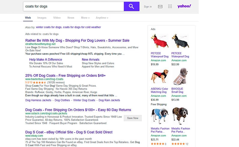 yahoo search engine screenshot