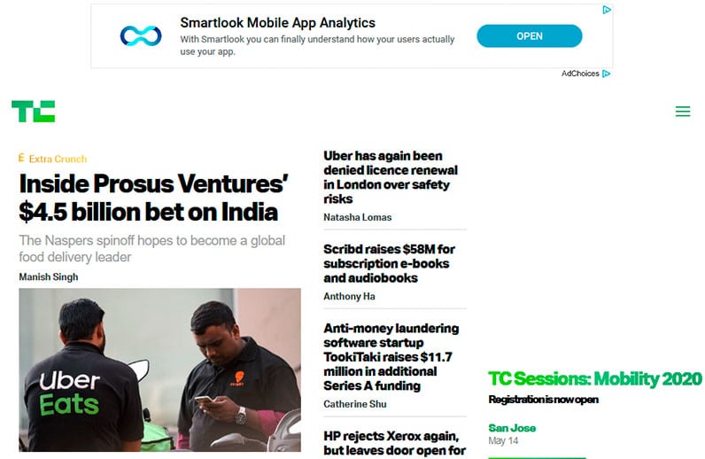 techcrunch website screenshot