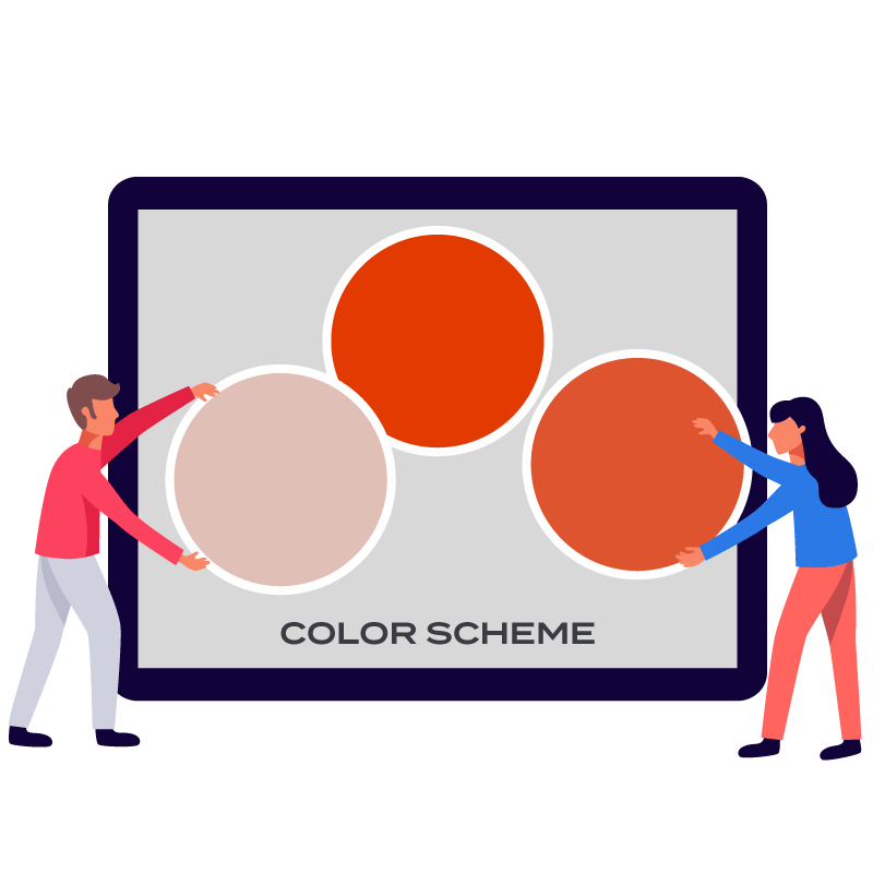 illustration representing two people choosing colors