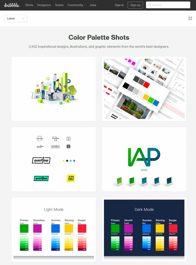 dribbble color palette inspiration ideas