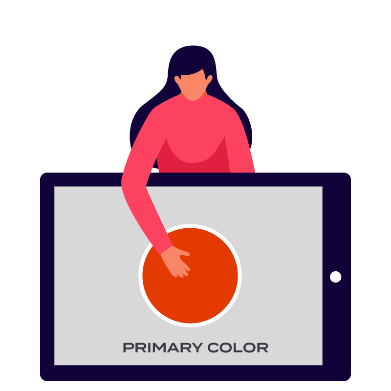 illustration representing a woman picking a color