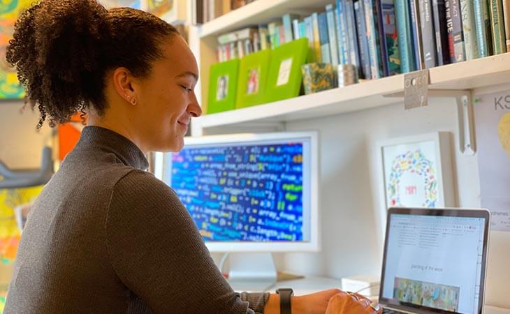 woman using laptop