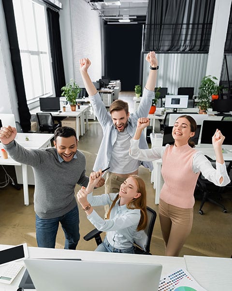 coworkers celebrating success