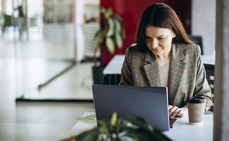 woman working on her laptop