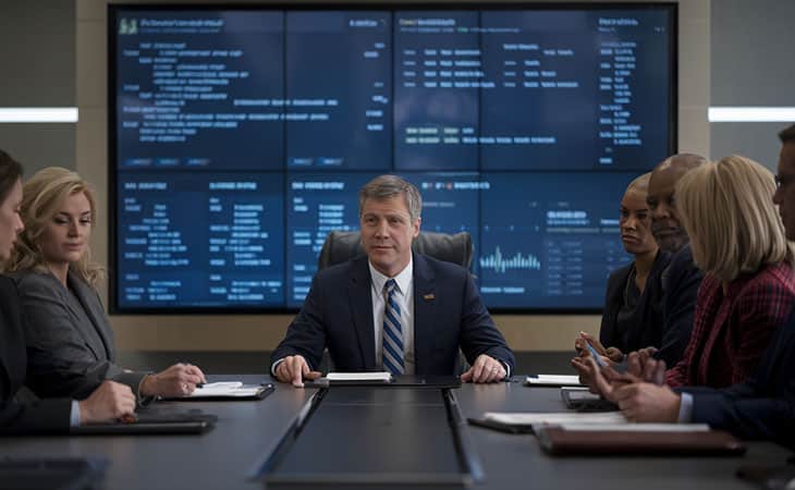 a group of office workers having a meeting