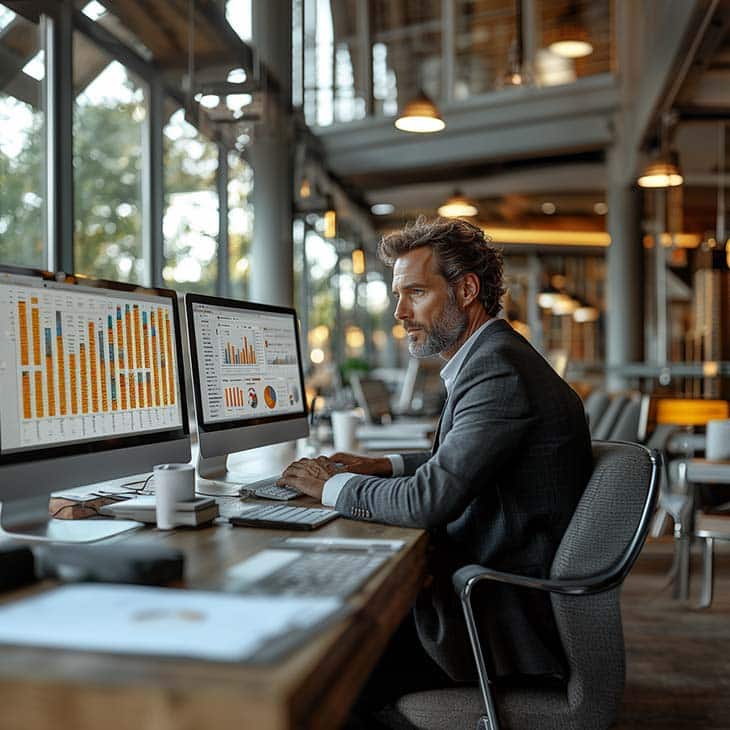 How To Hire An Employee: A Step-By-Step Complete Guide Evinex Corporation | Staffing Agency man looking at data that shows on his computer screen