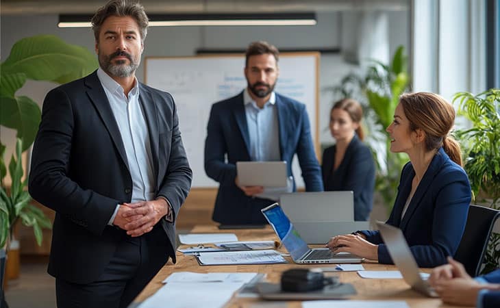 Sales Manager Job Description: Attract And Hire Top Talent Evinex Corporation | Staffing Agency a group of business people working in an office