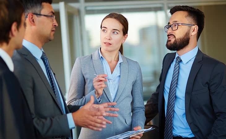 100+ Interview Questions For The Perfect Executive Assistant Evinex Corporation | Staffing Agency group-business-people-talking