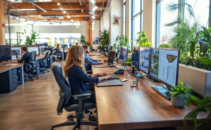 What Is Workforce Management? Key Benefits Evinex Corporation | Staffing Agency people working with computers in their office