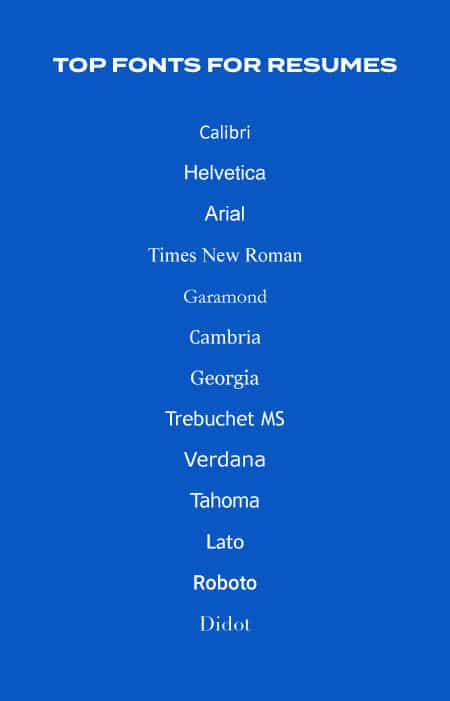 Best Fonts For Your Resume: Stand Out Professionaly Evinex Corporation | Staffing Agency a list of top fonts for resumes