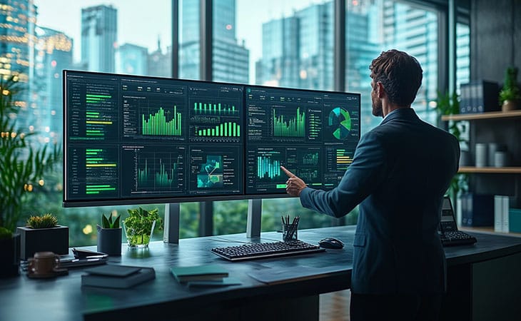 What Is A Chief Of Staff? Key Responsibilities And More Evinex Corporation | Staffing Agency a man pointing and analyzing graphs of a screen
