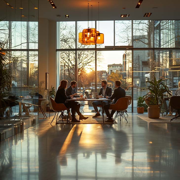How To Conduct A Job Interview For Better Hiring Decisions Evinex Corporation | Staffing Agency a group having a meeting with the sunset reflecting in the office