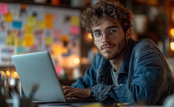 100+ Chief Of Staff Interview Questions. Find Top Leaders Evinex Corporation | Staffing Agency a thoughtful young guy using a laptop
