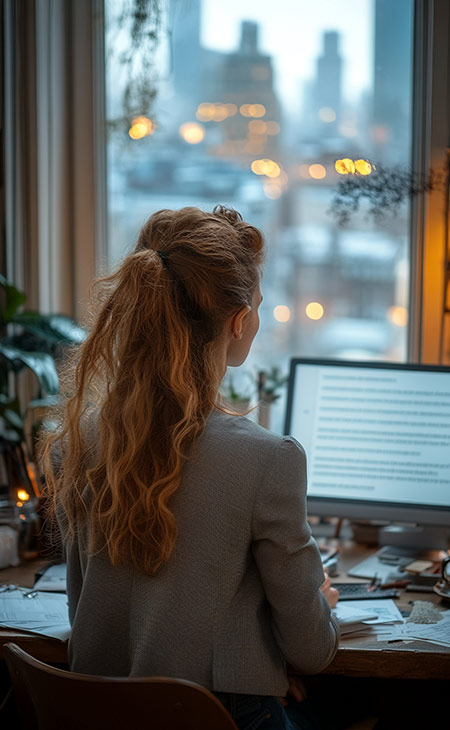 How To Write A Resignation Letter: Step-By-Step Guide Evinex Corporation | Staffing Agency a woman using a computer