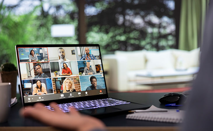 detail of a video call in a laptop screen